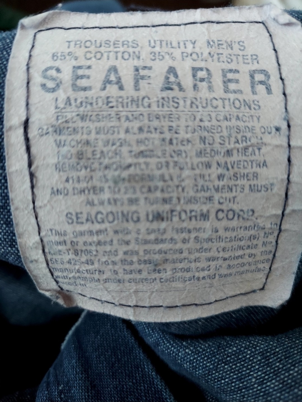 Vintage Seafarer Military Utility Wide Leg Flare Jeans High Rise Navy 30x32 USA - Picture 4 of 15